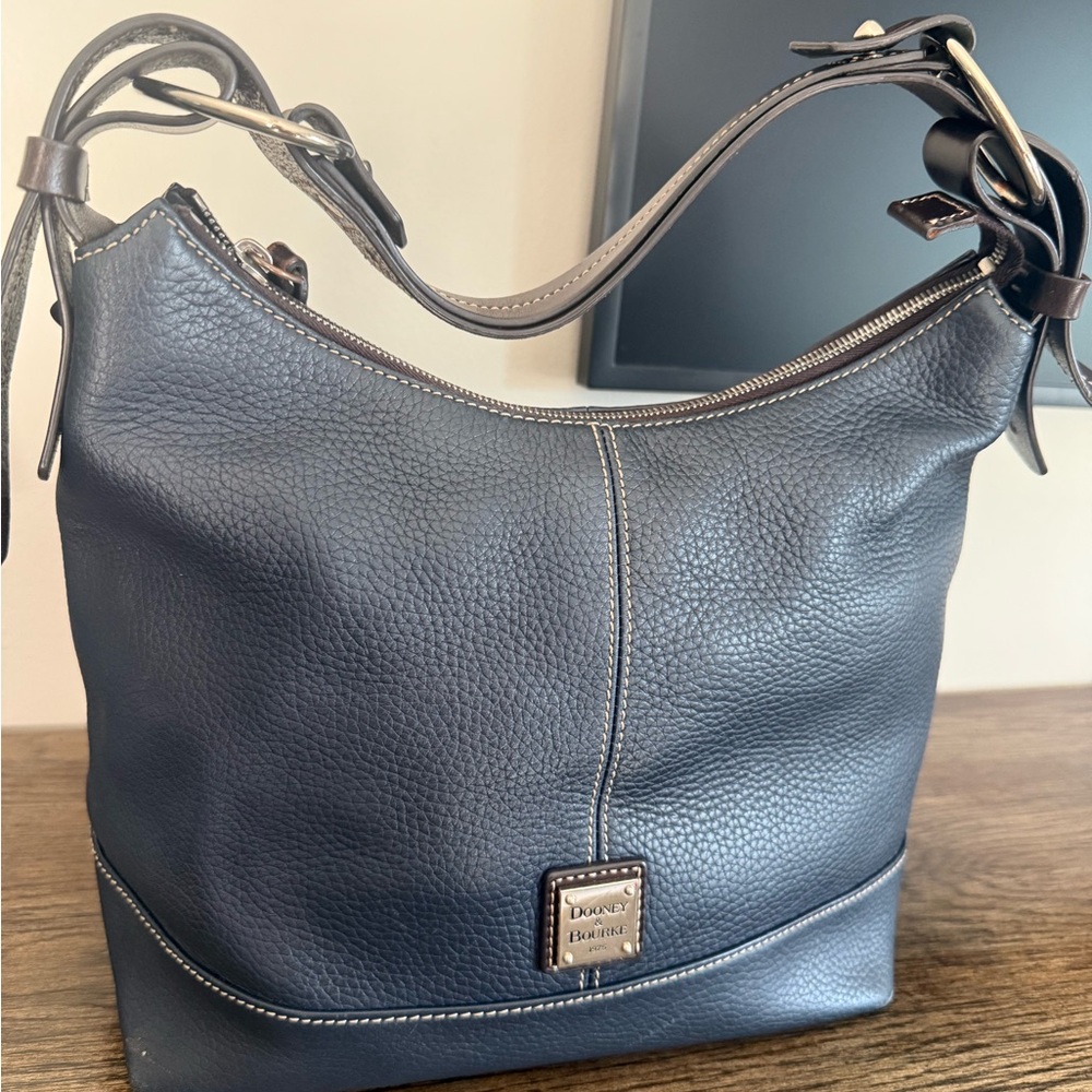 Dooney & Bourke Navy Pebble Leather Shoulder Bag